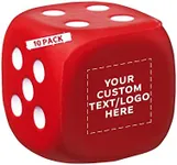 10 Dice Shaped Stress Balls Pack - Customizable Text, Logo - Round, Stress Reliever, Hand Therapy, Lightweight - Red