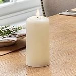 Lights4fun Large TruGlow® Pillar Candle Battery LED Flameless with Timer 15cm Real Ivory Wax