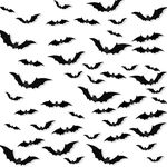 Halloween 3D Bats Decoration, 84 PCS Realistic PVC 3D Scary Bats Wall Stickers with Double Sided Foam Tape for Halloween Party Indoor Outdoor Decor, 4 Different Sizes