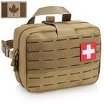 LIVANS Tactical Molle Medical Pouch of Upgraded Size, First Aid Pouch Large Capacity IFAK Pouch Molle EMT Pouch Detachable Quick Release Pouch with Headrest Mount Included Flag and Cross Patch