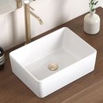 KES Rectangle Vessel Sink 16"X12" White Bathroom Sink Above Counter Porcelain Ceramic Small Sink Bowl, BVS110S40