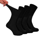 Dr.Socks 4 Pair Multipack Mens Bamboo Diabetic Socks Non Elastic Extra Wide Diabetic Socks for Swollen Feet (12-14, Black)