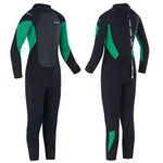 Osprey Boys Full Length 3mm Summer Wetsuit, Kids Neoprene Surfing Bodyboarding Wetsuit, Zero, Green