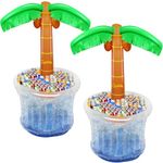 Zcaukya Set of 2 Inflatable Palm Tree Cooler, 60" Blow Up Palm Tree Cooler for Tropical Party Decorations, Hawaiian Party Supplies Pool Party Decorations
