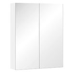 HOMCOM Wall Mount Medicine Cabinet with Mirror, Bathroom Mirror Cabinet Storage Organizer with Adjustable Shelf, Double Door Cupboard, Soft Closing, White, 23.5" x 29.5"