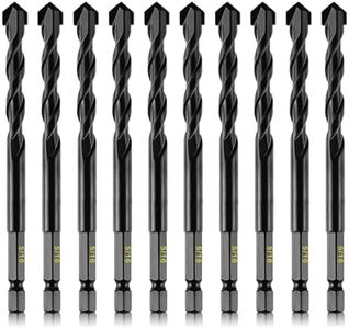 10-Piece 5/16” Masonry Drill Bits for Concrete Tiles Stone, 5/16 Inch Carbide Drill Bit Set for Glass Ceramic Brick Soft Metal Plastic and Wood, Hex Shank Drill Bit Set Diameter 8mm, Black
