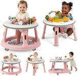 5-in-1 Musical Light Baby Walker, Featuring a Unique Building Block Table Mode, Standing Table, Bouncer & Stroller Modes. Sturdy Construction with Adjustable Height, Suitable for Babies 6 Months+ Pink