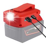 Battery Adapter Converter for Milwaukee M18 Lithium Ion Battery, Type C USB Phone Charger for Milwaukee 18V Cordless Power Source with DC Port & Flashlight