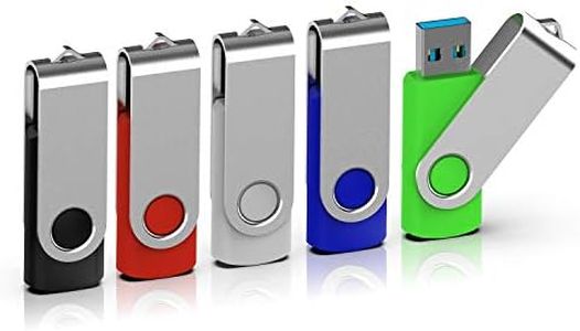TOPESEL 5 Pack 64GB USB 3.0 Flash Drives 64G Memory Stick Thumb Drive Data Storage Jump Drive (5 Colors:Black,Blue, Green, Red, Silver)