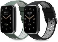 kwmobile Straps Compatible with Xiaomi Mi Band 7 Pro Straps - 2x Replacement Silicone Watch Bands - Black/Grey/Pastel Green/White