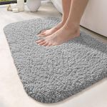 dryspun Bathroom Rugs, Extra Soft Absorbent Bath Rugs, Rubber Backing Quick Dry, Machine Washable Foot Mats for Bathroom, Floor, Door, Room, Washroom Super Soft (40x60 cm) 2000GSM (Grey, Pack of 2)