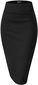 Hybrid & Company Women Premium Nylon Ponte Stretch Office Pencil Skirt High Waist Made in The USA Below Knee