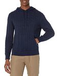 Brooks Brothers Men's Cotton Cable Knit Hoodie Sweater, Navy, Medium