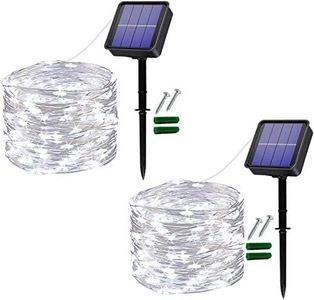 Solar Lights Outdoor Waterproof, 2X14M Total 240LED Garden Solar Fairy Lights,Silver Wire Outdoor Fairy Lights for Gazebo,Garden Decoration,Home,Trees,Terrace,Weddings,Party(2 Pack, White)