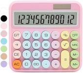 UPIHO Pink Calculator, Standard Calculator 12 Digit with Large LCD Display and Big Buttons,Pink Office Accessories for Women Desk,Cute Calculator for Office,School, Home,Business(Colorful Pink)