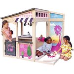 KidKraft Barbie™ Seaside Wooden Playhouse for Kids, Outdoor Play House with Toy Kitchen and Garden Furniture for Dolls, P280192E, Amazon Exclusive