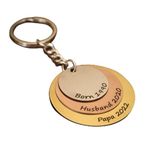 Kraftnix Stainless Steel Personalized Keychain With Names, Dates | Unique Memory Gifting | Family Couple Gift For Wife, Husband, Girlfriend, Boyfriend, Father, Mother (Trinity Keychain), Gold