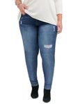 Democracy Women's Plus Size Ab Solution Booty Lift Jegging, Blue Distressed, 16W