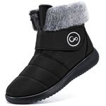 Aomigoct Women Winter Snow Boots: Fur Lined Warm Slip On Boots for Women Waterproof Booties Comfortable Outdoor, Black, 7