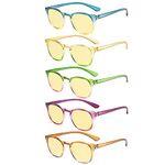 Eyekepper 5 Pack Reading Glasses Blue Light Blocking Digital Eye Strain Computer Readers Yellow Tinted +1.00