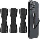 kwmobile Finger Holders For Smartphones - Set of 3 Self Adhesive Elasticated Finger Holder Straps for Phones - Dark Grey/Dark Grey/Dark Grey
