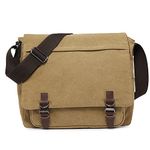 Large Vintage Canvas Messenger Shoulder Bag Causal Crossbody Bookbag Computer Laptop Bag Business Briefcase for 15" Laptop