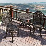 JARDIN DE CENTENNIAL Patio Bistro Set.Rust-Resistant Cast Aluminum Bistro Table Set with Umbrella Hole for Backyard (Crown Copper)
