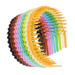 WOVOWOVO Plastic Headbands for Women Teen Girls Men, 10 Packs Thin Headband with Teeth Non Slip, Spring Hot Summer Bright Pink Green Hairband Hair Accessories