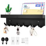 Echehi 6 Hooks Modern Key Holder, Multifunctional Self Adhesive or Drilling 2 Ways Installation Wall Key Rack, Key Hooks Wall Mounted for Entrance Area, Kitchen, Office, Bathroom, Living Room(Black)