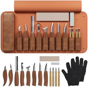 RexTact Wood Carving Tool Set, Deluxe Wood Carving kit, Wood Carving Knife Wood Whittling Kit with Large Leather Case for DIY Sculpture Carpenter Experts & Beginners