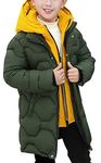 Maeau Kids Boys Padded Hooded Coat Long Sleeve Winter Warm Parka Jacket Quilted Coat Windproof Puffer Down Outwear Green 9-10 Y
