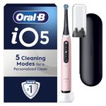 Oral-B iO5 Electric Toothbrushes For Adults, 1 Toothbrush Head & Travel Case, 5 Modes With Teeth Whitening, UK 2 Pin Plug, Pink