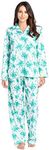 Casual Nights Women's Long Sleeve Notch Collar Floral Pajama Set - Light Green - XX-Large