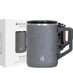 Elemental Summit Insulated Coffee Mug with Lid & Handle, Lightweight Camp Mug, Triple Wall Stainless Steel Vacuum Insulated Mug, Hot and Cold Thermal Coffee Tumbler, 16oz - Grey Speckle