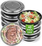 [40 Pack] Meal Prep Containers Reusable, Salad Lunch Box Microwave, Freezers & Dishwashers Safe, BPA Free Salad Bowl with Lid, Food Containers, Plastic Lunch Box, Takeaway Containers with Lids, 32oz