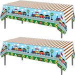 TOKYMOON 2 Pack of Disposable Train Themed 54x87In Tablecloths Train Party Table Cover for Kids Baby Shower Train Party Supplies