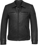 Mens Lynch Antique Vintage Classic Leather Jackets - Brown, Red and Black Leather Jacket (Black, Large)