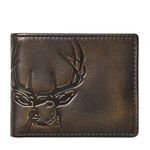 HOJ Co. DEER Double ID Bifold-Hand Burnished-Mens Leather Wallet-Hunter Gift