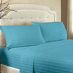 Wamsutta Dream Zone Cal-King Size 4-Piece Sheet Set 1000-Thread-Count PimaCott Sheets fits up to 14-16" Deep Pocket (Stripe, Turquoise)