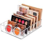 JessLab Palette Organizer, 7-Section Divided Plastic Makeup Organizer Eyeshadow Contour Blush Holder Cosmetics Storage for Bathroom Vanity Countertop (Transparent, X-Large)