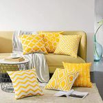 MODERN HOMES Plush Cotton Cushion Covers/Decorative Throw Pillow Covers (Yellow, 16X16 Inch) - Set Of 6, 500 TC