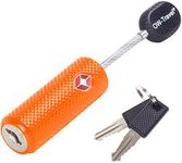 OW-Travel TSA Approved Luggage Locks with Keys (1 Pack Orange) Zinc Alloy Suitcase Locks Luggage with Wire Lock. Luggage Cable Lock: TSA Travel Padlock, Backpack Lock, Tent Lock, Suitcase Padlocks