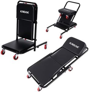 KROAK Creeper, 40 Inches 4 in 1 Z Creeper Seat 2025 Upgraded 450 lbs Capacity Garage Chair Adjustable Rolling Folding Car Creeper with 6 pcs 3" Wheels,Lay Down or Sit for Garage, Shop, Auto Repair