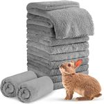 10 Pieces Guinea Pigs Blankets Hamster Fleece Cage Liners Soft Guinea Pig Accessories Small Animal Pet Blanket Sleep Bedding Mats Pet Supplies for Dog Puppy Cat (Gray,13.8 x 29.5 Inch)