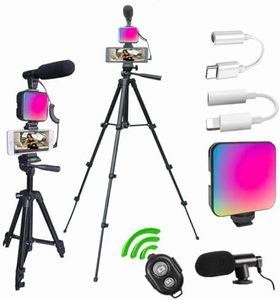 Peanutech Vlogging kit for iPhone, YouTube Starter Kit, Vlogging Camera kit with RGB Light Extendable Tripod Shotgun Microphone Jack Adapter Remote for iPhone Samsung Phone Camera