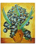 Fokenzary Hand Painted Oil Painting on Canvas Vincent Van Gogh Classical Irises Reproduction Wall Decor Framed Ready to Hang