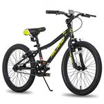 Hiland 20 Inch Kids Mountain Bike for Boys Girls, Single Speed Kids Bicycles with Dual V brakes, Kids Mountain Bike with Kickstand Black