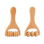 2Pcs Massage Roller, Wooden Self Massage Tool, Back Massage Roller, Muscle Belly Relief Tool for People, Hand Pushed Roller for Slingshot Shoulder, Neck, Waist, Head, Face Wooden Massager