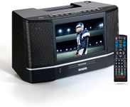 aiwa Cinema Mirror Cast Video Audio System, 10” TFT Screen, 15W Stereo, CD/DVD Player, Screen Mirroring, HDMI/USB/AV/AUX Inputs, FM Radio, Roku/Fire Stick/Google/Apple TV Compatible (Black)