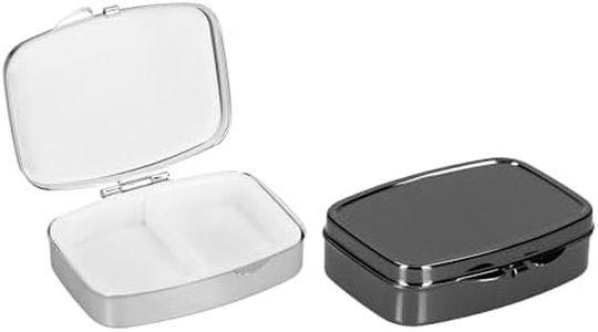 kwmobile 2 Compartment Pill Box - Set of 2X Stainless Steel Travel Box Organizer for Tablets and Prescriptions - Silver